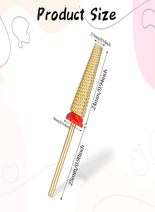 Exclaith Super Long 5 in 1 Nail Drill Bits 3/32'' Cross Tapered Carbide Bit Carbide Tungsten Bits 5 in 1 Nail Drill Bit Two-way Rotate for Acrylic Long Nails Polishing Manicure Pedicure (Gold, Fine-F) - Image 2